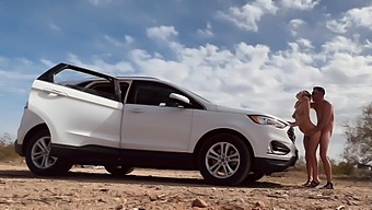 A Daring Blonde Engages In Risky Roadside Sex While Completely Nude!